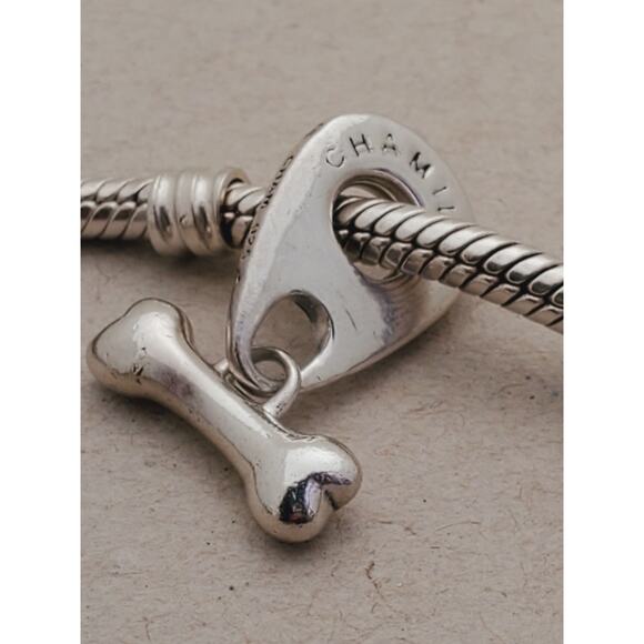 Chamilia 925 Sterling Silver Dog Bone Dangle Charm Authentic - Picture 2 of 6